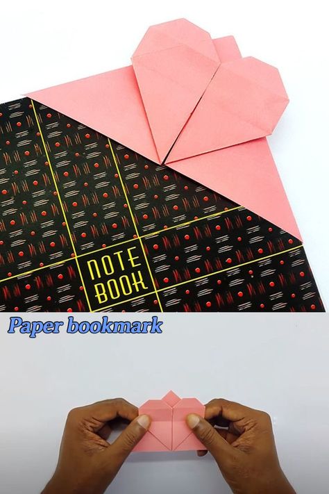 How to make an easy heart bookmark origami? Paper bookmark making tutorial for you. You can make DIY heart bookmark easy. #Origami #Heart #Bookmark Heart Bookmark Origami, Easy Origami Heart, Bookmark Easy, Bookmark Making, Tutorial Origami, Origami Bookmark, Heart Bookmark, Diy Heart, Origami Heart