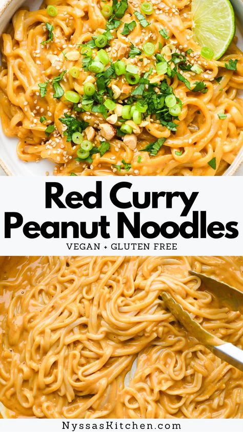 Peanut Butter Curry, Peanut Curry, Buttered Vegetables, Gluten Free Noodles, Peanut Noodles, Work Lunch, Vegan Dinner, Curry Paste, Noodle Dishes