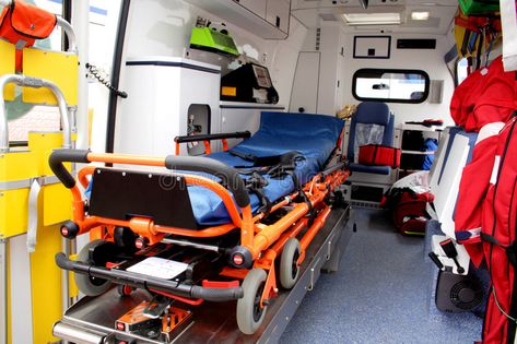 Ambulance interior details. Emergency equipment and devices visible , #Ad, #details, #interior, #Ambulance, #Emergency, #visible #ad Ambulance Aesthetic, Head Injuries, Emt Paramedic, Dream Jobs, Emergency Equipment, Hospital Design, Emergency Room, Emergency Vehicles, Paramedic