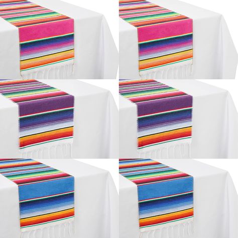 Party Culture, Mexican Fiesta Party Decorations, Mexican Theme Party Decorations, Fiesta Table, Mexican Table Runner, Mexican Table, Mexican Fiesta Party, Fiesta Party Decorations, Mexican Serapes