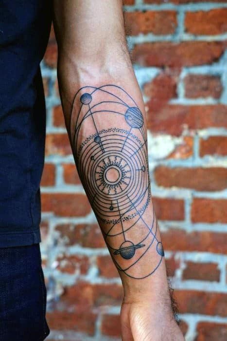 Top 33 Solar System & Planet Tattoo Ideas [2020 Inspiration Guide] Solar System Tattoos, Unique Forearm Tattoos, Astronomy Tattoo, Solar System Tattoo, Mystical Tattoos, Planet Tattoos, Cool Forearm Tattoos, Space Tattoo, Tattoo Designs For Girls