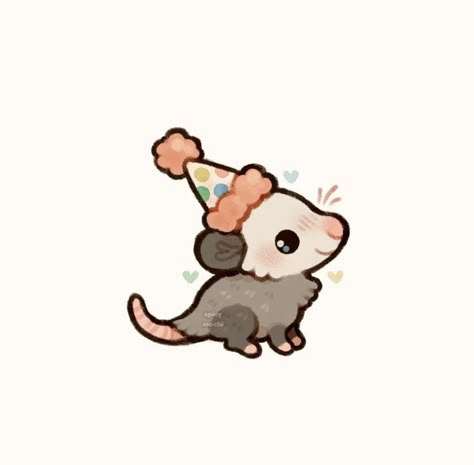 Possum Pfp Drawing, Cute Possum Wallpaper, Cute Possum Art, Cute Opossum Art, Possum Drawing Easy, Cute Possum Drawings, Possum Doodle, Silly Animal Drawings, Possum Illustration