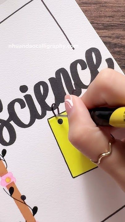 How To Write Science In Calligraphy, Science In Calligraphy, Science Project Cover Page Ideas School, Science Calligraphy Design, Science Front Page Ideas, Science Calligraphy, Science Front Page Design, Front Page Ideas, Project Cover Page