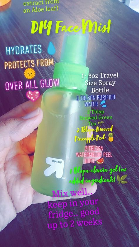 Diy Face Mist, Diy Green Tea, Diy Vitamin C Serum, Glow Hair, Aloe Gel, Homemade Beauty, Face Mist, Glow Up Tips, Diy Skin Care