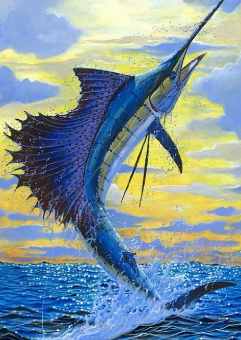 Marlin Fish, Fish Artwork, Blue Marlin, Fun Beach, Summer Sunshine, Sport Fishing, Fish Painting, Sealife, Fish Art