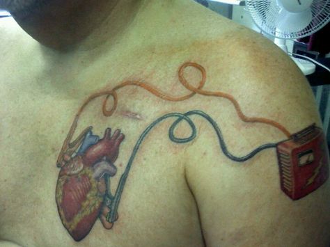 Pacemaker Tattoo, Heartbeat Tattoos, Open Heart Tattoo, Tattoo Ideas For Couples, Cute Tattoo Ideas, Heart Stuff, Heartbeat Tattoo, Cute Tattoo, Cool Tattoo