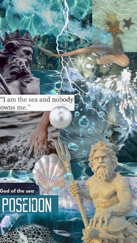 #Poseidon #God #sea Poseidon Moodboard, Poseidon Aesthetic, Poseidon God, Camp Half Blood Cabins, Percy Jackson Wallpaper, Wallpapers Ideas, Ocean Room, Roman Gods, Baby Blue Aesthetic