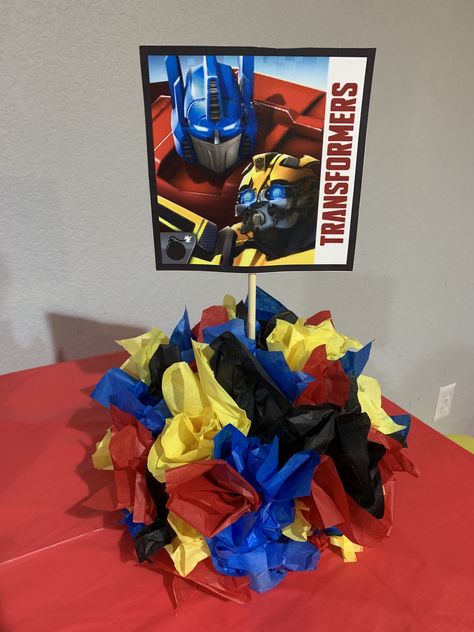 Transformers Table Decor, Transformers Birthday Decorations Diy, Transformers Centerpieces Ideas, Transformers Centerpieces, Transformers Birthday Decorations, Purple Heart Wallpaper, Transformers Birthday Party, Rescue Bots Birthday, Transformers Party