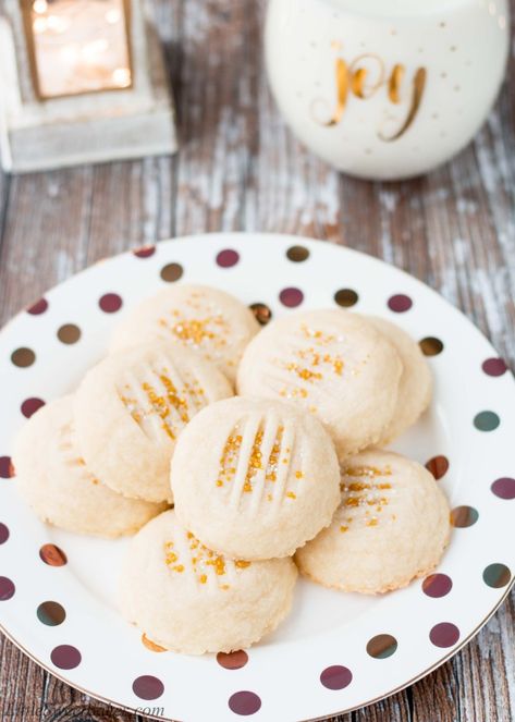 Every bite of these rich and buttery cookies will melt in your mouth! #shortbreadcookies #whippedshortbread #buttercookies #Christmascookies Cny Cookies, Whipped Shortbread, Best Shortbread Cookies, Eid Sweets, Lavender Cookies, Shortbread Cookies Christmas, Lemon Shortbread Cookies, Whipped Shortbread Cookies, Almond Shortbread Cookies