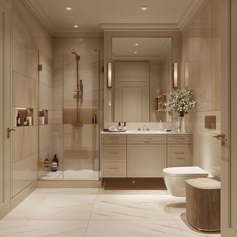 Restroom Layout, Transitional Style Bathroom, Transitional Bathroom Design, Bathrooms Luxury, Master Baths, Neutral Bathroom, Bathroom Design Decor, Style Bathroom, Toilet Design