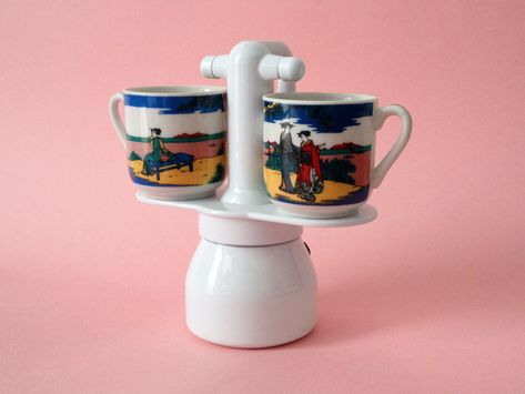 Italian Irmel Maggiolina 2 cups Coffee maker, Vintage Stovetop White Lacquered Moka Pot Made in Italy, Mid-Century Modern Espresso Maker Italian Coffee Maker, Stylish Interior Design, Moka Pot, Italian Coffee, Espresso Maker, Coffee Makers, Curated Vintage, Espresso Cups, Vintage Coffee