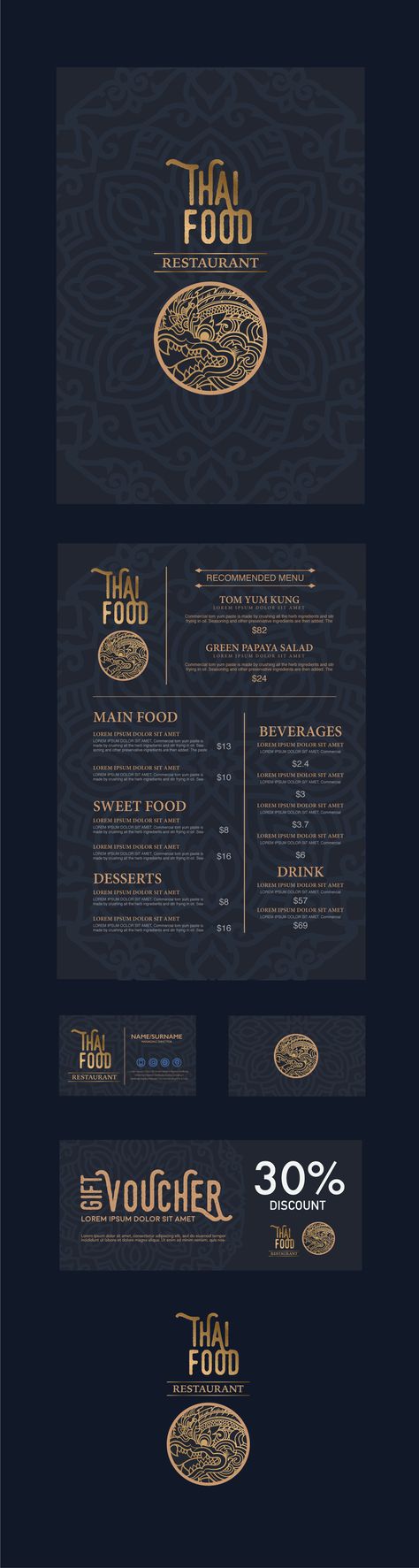 Thai food Menu on Behance Thai Restaurant Menu, Resturant Menu, Thai Food Menu, Menu Design Layout, Thai Menu, Menu Card Design, Restaurant Poster, Menu Layout, Pub Design