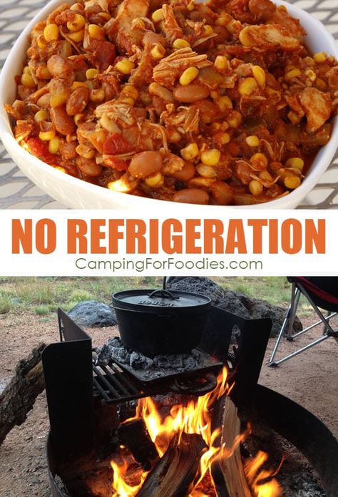 Camping Meals No Fridge, Camping Food No Refrigeration, No Refrigeration Meals, Meals No Refrigeration, Camping Food Recipes, Easy Dinners To Cook, Easy Camping Dinners, Camping Meal Planning, Camping Foods