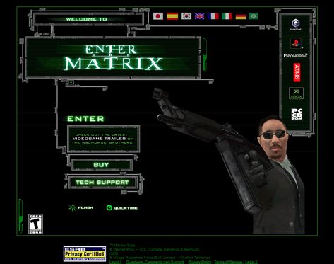 Enter the Matrix video game website in 2003 Video Game Website, Matrix Video, Enter The Matrix, Game Website, The Early 2000s, Web Design Trends, The Matrix, Design Museum, Early 2000s