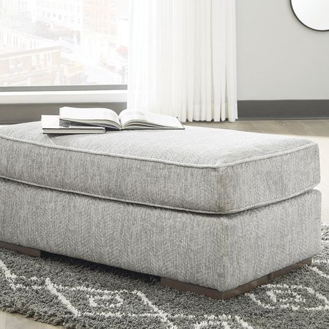 Signature Design by Ashley® Melville Collection Upholstered Ottoman, Color: Pewter - JCPenney Relaxed Aesthetic, Accent Ottoman, Chair And A Half, Grey Upholstery, Ornate Furniture, Upholstered Ottoman, Sofa Sale, High Quality Furniture, Toss Pillows