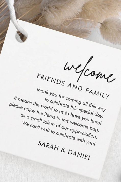 Wedding Friends and Family Welcome Bag Square Favor Tags Welcome Bag Tags, Welcome Basket, Wedding Friends, Wedding Welcome Gifts, Welcome Note, Hamper Boxes, Welcome Bag, Free Printable Gift Tags, Welcome Letters