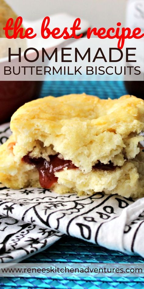 The BEST recipe for Homemade Buttermilk Biscuits by Renee's Kitchen Adventures. Hands down these biscuits are one of the easiest, tastiest buttermilk biscuit recipes you can make from scratch. Buttery, flaky, and tender, this IS the homemade biscuit recipe you are looking for! #RKArecipes #buttermilkbiscuits #homemadebiscuits Homemade Biscuit Recipe, Best Buttermilk Biscuits, Buttermilk Biscuits Easy, Best Biscuit Recipe, Homemade Biscuit, Southern Buttermilk Biscuits, Biscuit Donuts, Buttermilk Biscuit, Homemade Biscuits Recipe