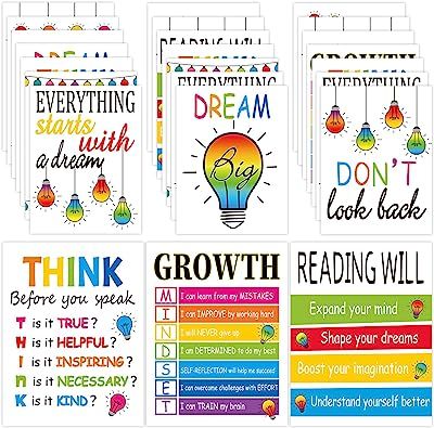 Package includes: You will receive 12 pieces of Light Bulb Moments inspirational wall art prints posters which were printed on bright cardboard paper. Each poster measures 8×10 inches,perfect size to decorate your Classroom Bulletin Board Wall, Motivational Bulletin Boards, Posters For Classroom, Inspirational Quotes Posters, Board Wall, Homeschool Kindergarten, Decor Signs, Kids Nursery, Cardboard Paper