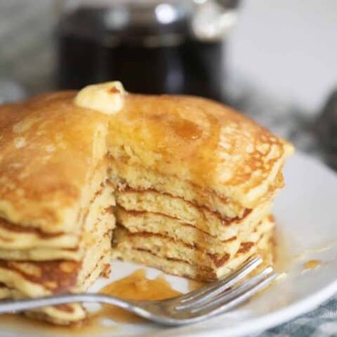 Sourdough Buttermilk Pancakes - Farmhouse on Boone Sourdough Buttermilk, Strawberry Cream Cheese Cobbler, Sourdough Pancakes Recipe, Homemade Breakfast Recipes, Farmhouse On Boone, Pumpkin Cobbler, Buttermilk Bread, Delicious Pancakes, Sourdough Pancakes