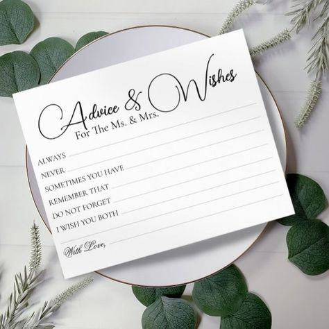 Minimal Simple Wedding Advice Wishes Cards Wedding Advice Cards, Advice Cards, Wedding Advice, Free Birthday Invitations, Kids Nursery Decor, Free Birthday Invitation Templates, Kids Stationery, Simple Wedding, Free Birthday Stuff