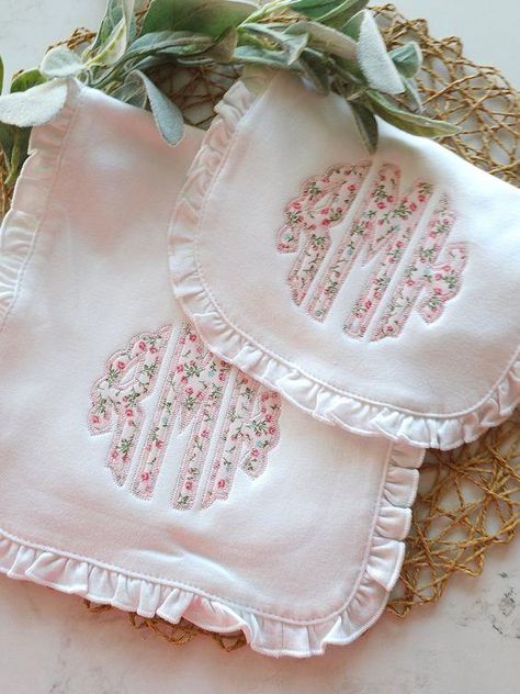 Girl Burp Cloths, Monogram Baby, Baby Monogram, Burp Cloth Set, Bib Set, New Baby Gift, Machine Embroidery Patterns, Burp Cloth, Burp Cloths