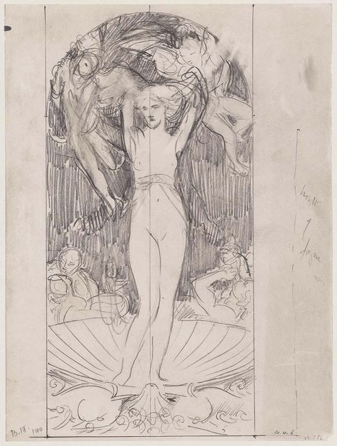 Sketch for Aphrodite and Eros - Study with Black Background - (MFA Rotunda) John Singer Sargent Sketches, Sargent Sketches, Charles Macaulay, Artists Sketchbooks, Painting Background, Picture Painting, John Singer Sargent, Artist Sketchbook, T Art