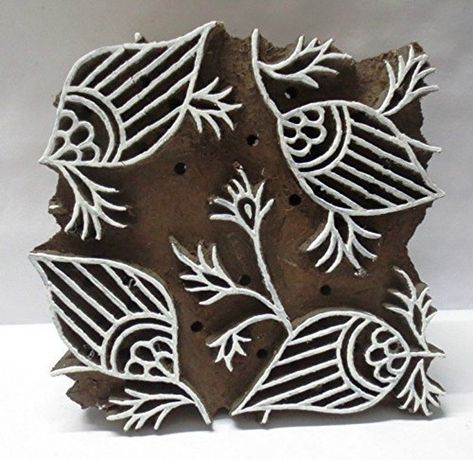 VINTAGE wooden hand carved textile printing on fabric block / | Etsy Stamp Wallpaper, Wood Printing Blocks, Wooden Printing Blocks, Fabric Embellishment, Textile Printing, Linocut Art, Fabric Stamping, Pottery Tools, Stamp Printing