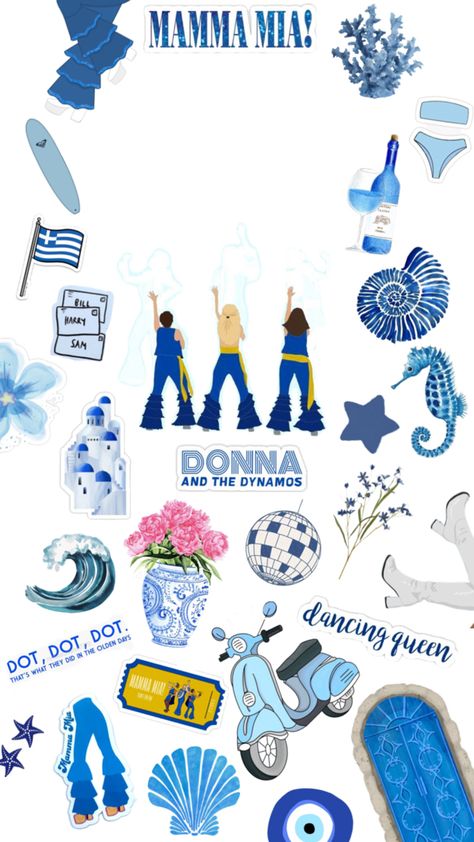 #blue #mamamia #collague Mamma Mia Lay All Your Love On Me, Mama Mia Stickers, Mamma Mia Card, Mama Mia Background, Mama Mia Aesthetic Wallpaper, Mama Mia Wallpaper, Mamma Mia Aesthetic Wallpaper, Mamma Mia Prom, Mama Mia Greece