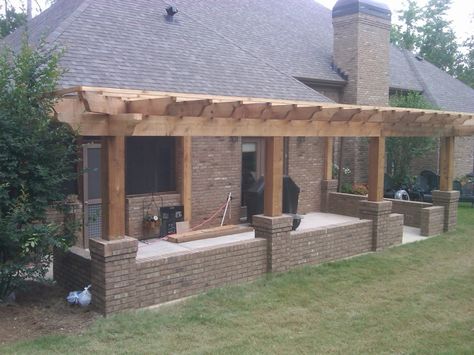 Hot Tub Pergola, Curved Pergola, Attached Pergola, Steel Pergola, Concrete Patios, Cheap Pergola, Pergola Swing, Pergola Ideas, Building A Pergola