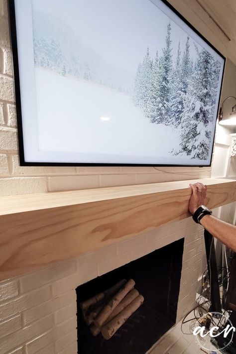 Diy Wood Mantel, Diy Wood Mantle, Painted Fireplace Mantels, Diy Mantle, Diy Fireplace Mantle, Wood Mantle Fireplace, Modern Mantel, Diy Mantel, Mantel Surround