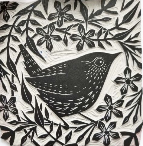 Bird Block Print, Linocut Template, Easter Linocut, Bird Lino Print, Simple Linocut Designs, Spring Linocut, Lino Printing Ideas, Linocut Birds, Lino Print Ideas Easy