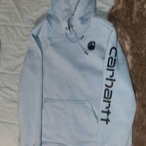 Never Worn, Blue Carhartt Hoodie, Will Negotiate Pricing! Carhartt Hoodie Outfit, Carhartt Hoodies, Teal Hoodie, Carhartt Sweatshirts, Carhartt Hoodie, Carhartt Womens, Cold Front, Carhartt Women, Workout Hoodie