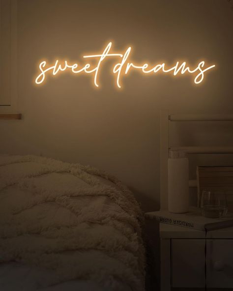 Led Sign Above Bed, Neon Bedroom Signs Above Bed, Neon Sign Master Bed, Neon Room Signs Quotes, Neon Sign Above Bed Dorm, Led Word Sign Bedroom, Aesthetic Signs, Bedroom Signs Above Bed, 17 Aesthetic