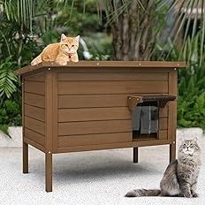 Amazon.com : Ciokea Outdoor Cat House Weatherproof, Feral Cat House with Insulated All-Round Foam Wooden Cat Condos for Winter Outside, PVC Door Flaps(Black) : Pet Supplies Insulated Cat House, Outside Cat House, Heated Cat House, Outdoor Cat Shelter, Feral Cat Shelter, Feral Cat House, Cat Condos, Winter Outside, Feral Cat