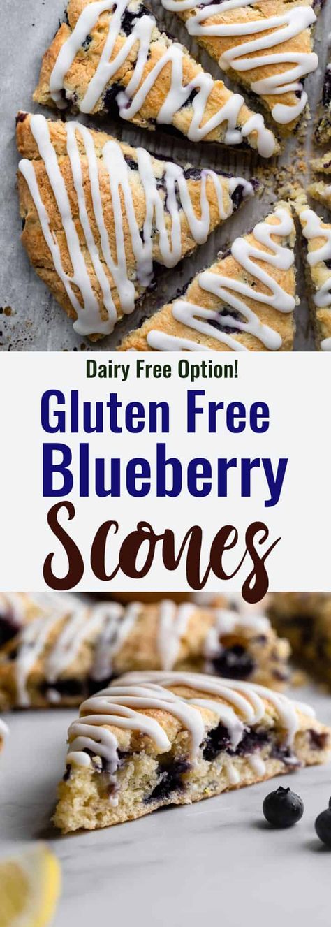 These Gluten Free Scones with Blueberries are a delicious breakfast treat! Crumbly, dense, buttery goodness with juicy pops of blueberries! | #FoodFaithFitness | #glutenfree #scones #blueberries #breakfast Dairy Free Scones, Gluten Free Dairy Free Dessert, Gluten Free Scones, Sans Gluten Sans Lactose, Dairy Free Breakfasts, Free Snacks, Gluten Free Dairy Free Recipes, Dairy Free Options, Dairy Free Dessert