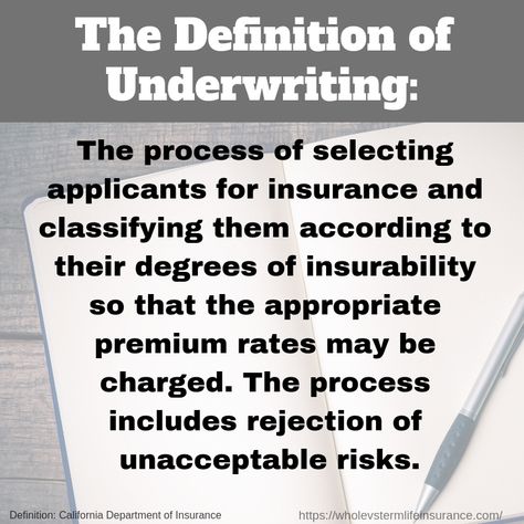 What is Underwriting as it relates to insurance and specifically Life Insurance.  Often life insurance underwriting is the waiting period while you wait for your offer of insurance.  Some policies now have accelerated underwriting, which as the name might make it sound goes much faster. Insurance Underwriter, Definition Of Life, Universal Life Insurance, Life Insurance Agent, Whole Life Insurance, Term Insurance, Term Life Insurance, Life Insurance Companies, Medical Examination