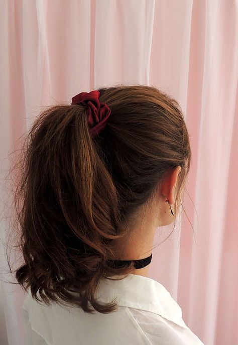 Silk Hair Bow, Red Scrunchie, Feminine Hairstyles, A Streetcar Named Desire, Silk Scrunchies, Hair Bobbles, Hair Gift, Silk Headband, Silk Accessories