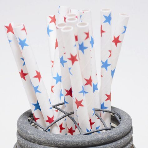 100 Red White and Blue Stars Paper Straws  Perfect by InTheClear Tool Party, Party Straws, Diy Tags, Custom Tags, Paper Straws, Etsy Sales, Blue Star, Star Patterns, Print And Cut