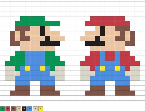 Get over 30 patterns for Mario perler beads! There are a variety of characters and symbols from Nintendo's classic game series. These Super Mario hama beads are perfect for kids or adults! Mario And Luigi Perler Bead Patterns, Mario And Luigi Perler Beads, Super Mario Fuse Beads, Mario Melty Bead Patterns, Mario Melty Beads, Super Mario Pixel Art 8 Bit, Luigi Perler Bead Patterns, Perler Bead Mario Patterns, Luigi Perler Beads