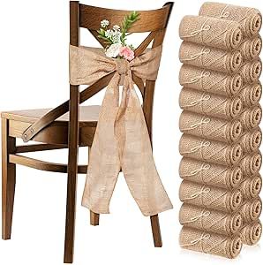 Wedding Chair Decorations Diy Cheap, Burlap Wedding Chair Decor, Wedding Bows For Chairs Aisle Decorations, Brown Chivari Chairs Wedding Receptions, Chair Bows Target, Bows On Ceremony Chairs, Burlap Chair Sashes, Burlap Chair, Chair Bows