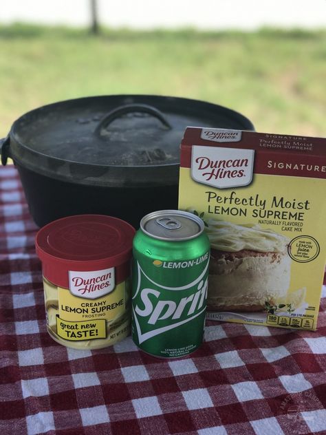 Campfire Dutch Oven Recipes, Camper Food, Dutch Oven Desserts, Easy Lemon Cake, Lemon Cake Easy, Soda Cake, Blueberry Dump Cakes, Best Dutch Oven, Dutch Oven Camping