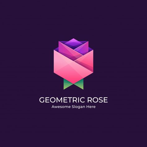 Flower Geometric Illustration, Minimal Logo Branding, Origami Logo, Logo Rose, Abstract Rose, Rose Logo, Star Logo Design, Flower Geometric, Geometric Rose