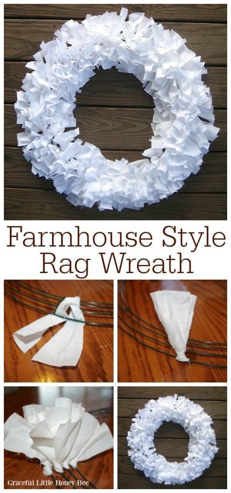 Diy Wreaths Easy, Rag Wreath Tutorial, Homeschool Fun, Diy Farmhouse Style, Rain Barrels, Easy Diy Wreaths, Wreath Project, Fabric Wreath, Homemade Products