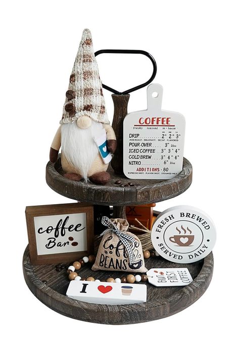 7PCS Farmhouse Coffee Gnome Tiered Tray Decor, Coffee Signs for Coffee Bar deocr, Coffee - Tiered Tray not included Coffee Tiered Tray Decor, Tiered Tray Decor Coffee, Coffee Gnome, Coffee Bar Accessories, Gnome Tiered Tray, Coffee Bar Design, Coffee Bar Decor, Making Signs On Wood, Accessories Kitchen