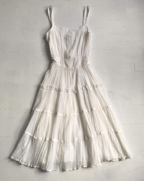 Mid-late 1970s gauze sun dress White Flowy Dresses, White Sundress Aesthetic, Flowy Dress Aesthetic, Dainty Clothing, Sundress Aesthetic, White Gauze Dress, White Dress Flowy, White Dress Aesthetic, Flowy White Dress