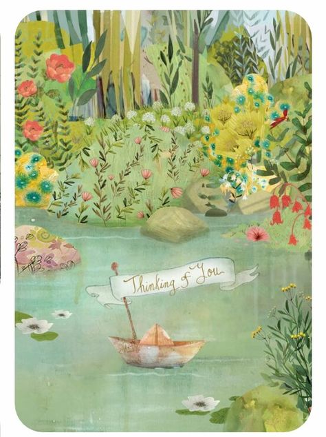 Kendra Binney, Textile Illustration, I Miss You Card, Woodland Illustration, Boat Illustration, Lilla Rogers, Art Eclectic, Miss You Cards, Paper Boat