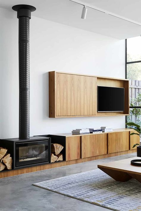 Where To Put Your TV And Fireplace: 4 Winning Formulas That Actually Look Good + What Not To Do - Emily Henderson Luxe Living Room, Credenza Design, Tv Frame, Victorian Terrace, Wood Fireplace, Home Fireplace, Fireplace Wall, Fireplace Design, A Living Room