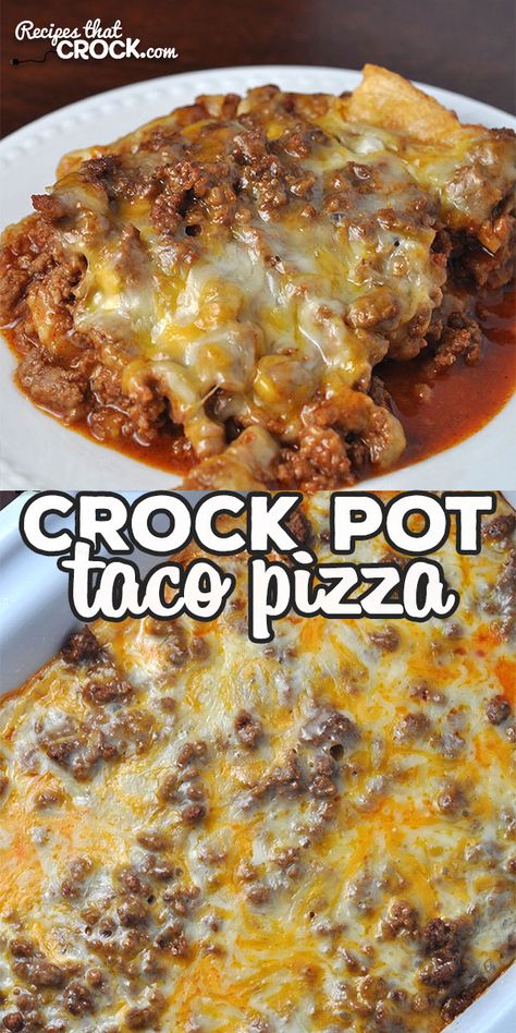 Crockpot Taco Pizza, Crock Pot Taco Casserole, Taco Crockpot Recipes, Crock Pot Hamburger Recipes, Crock Pot Cooking Crockpot Meals Simple, Crockpot Tacos, Crockpot Pizza, Casserole Crockpot Recipes, Taco Pizza Recipes