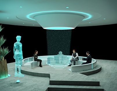 Futuristic Meeting Room, Futuristic Living Room, Futuristic Room, Vr Room, Futuristic Office, Round Room, Futuristic Interior Design, Breakfast Counter, Conference Room Design