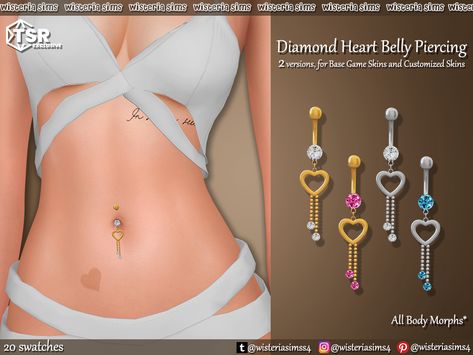 The Sims Resource - Sims 4 - Piercings - WisteriaSims - For Woman - Diamond Heart Belly Button Piercing for Woman The Sims 4 Belly Button Piercing, Sims 4 Cc Clothes Piercings, Sims4 Belly Piercing Cc, Sims 4cc Accessories, Sims4 Nose Piercing, Belly Button Piercing Sims 4 Cc, Sims 4 Cc Belly Button Piercing, Sims 4 Cc Jewellery, Sims Cc Piercing